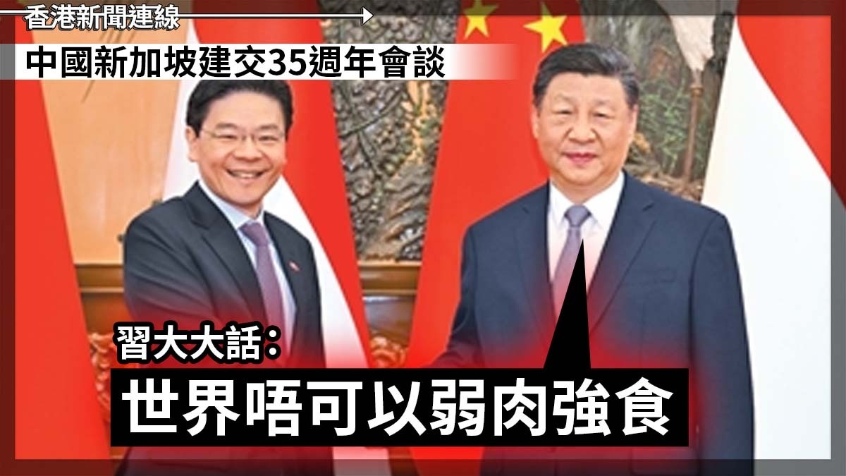 中國新加坡建交35週年會談 習大大話:「世界唔可以弱肉強食」