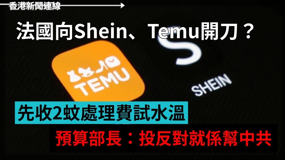 法國向Shein、Temu開刀? 先收2蚊處理費試水溫 預算部長:投反對就係幫中共