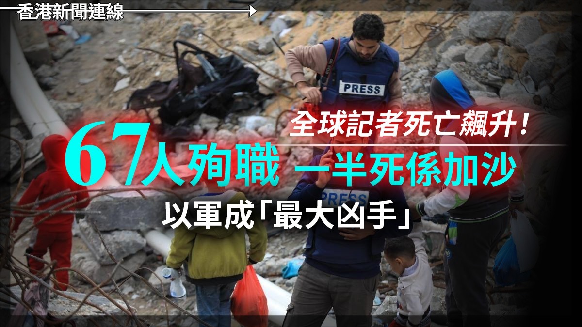 全球記者死亡飆升! 67人殉職一半死係加沙 以軍成「最大凶手」