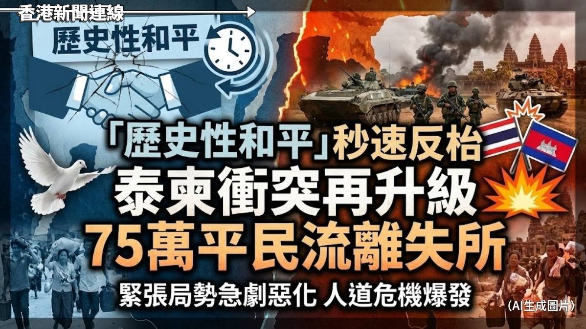 「歷史性和平」秒速反枱 泰柬衝突再升級 75萬平民流離失所