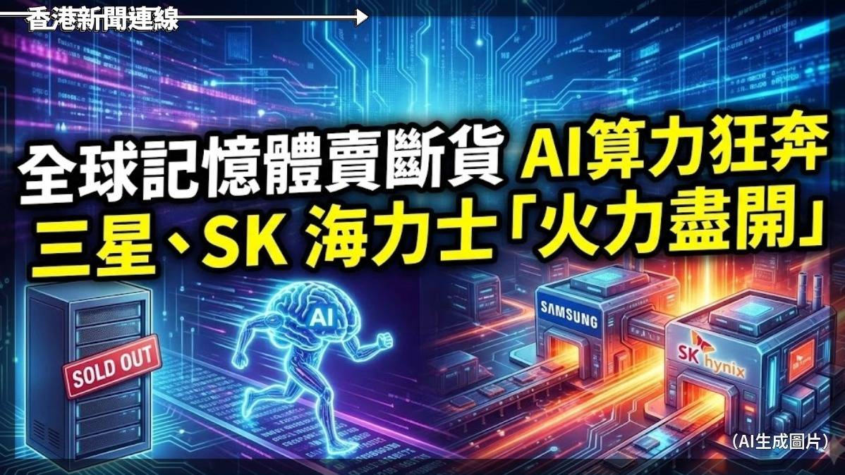 全球記憶體賣斷貨 AI算力狂奔 三星、SK 海力士「火力盡開」