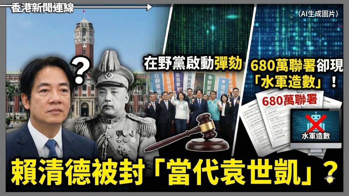 賴清德被封「當代袁世凱」? 在野黨啟動彈劾 680萬聯署卻現「水軍造數」!