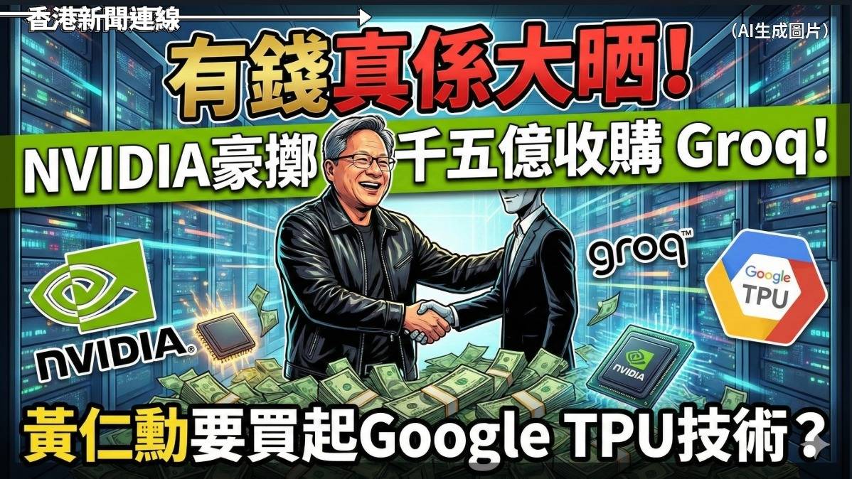 有錢真係大晒 Nvidia豪擲 千五億收購 Groq! 黃仁勳要買起Google TPU技術?