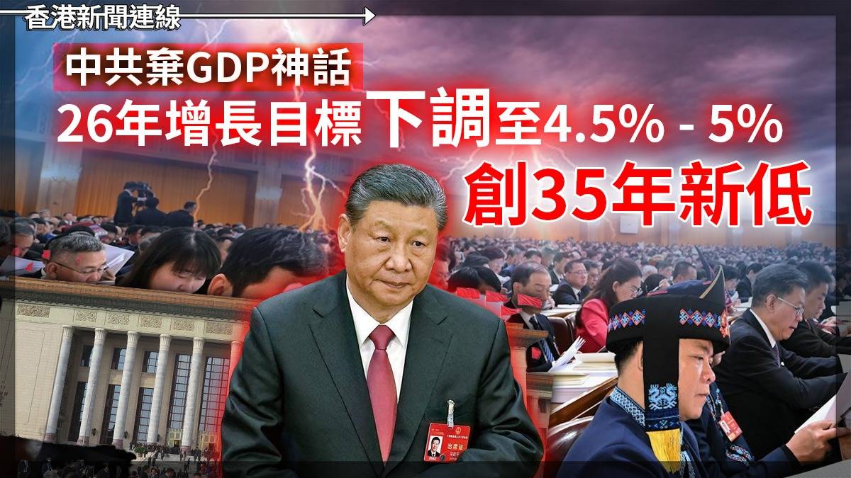 中共棄GDP神話! 26年增長目標下調至4.5% - 5% 創35年新低